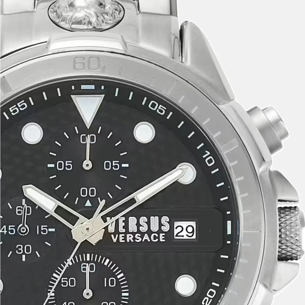 Versace Stainless Steel Chronograph Watch - Black Dial
